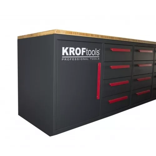 KROFtools Szerszámos műhely szekrény 12 fiókkal, + munkapad ,  2,85 MT (8670)