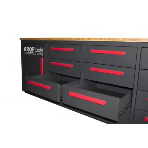 KROFtools Szerszámos műhely szekrény 12 fiókkal, + munkapad ,  2,85 MT (8670)