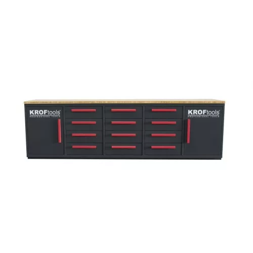 KROFtools Szerszámos műhely szekrény 12 fiókkal, + munkapad ,  2,85 MT (8670)