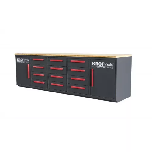 KROFtools Szerszámos műhely szekrény 12 fiókkal, + munkapad ,  2,85 MT (8670)