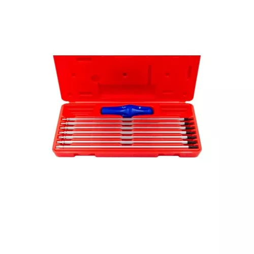 KROFtools Torx kulcskészlet 5 és 6 ágú profilhoz, TS10–TS40, extra hosszú, 8 részes (9239)