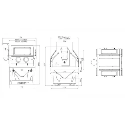 KROFtools Homokszóró kabin alkatrésztisztításhoz, 1200 l, 220–240 V  (9772)