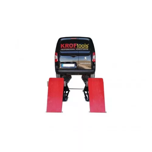 KROFtools Kettős ollós futóműállító emelő alacsony profilú kivitelben, 5,5 t, 220–1860 mm, LED-világítással (9823)