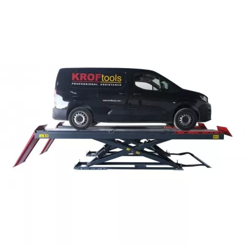 KROFtools Kettős ollós futóműállító emelő alacsony profilú kivitelben, 5,5 t, 220–1860 mm, LED-világítással (9823)