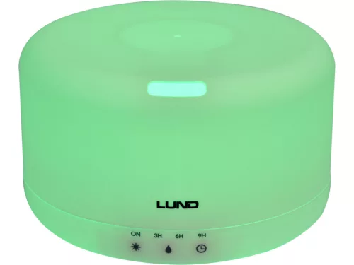 LUND Ultrahangos aroma diffúzor és párásító 1000 ml tartállyal, 50 m², RGB LED (66906)