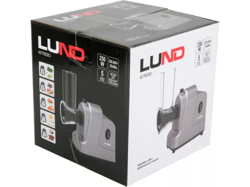 LUND Elektromos zöldségaprító 250 W, 5 rozsdamentes acél vágóbetéttel (67830)