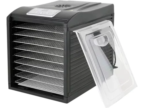 LUND Élelmiszer-aszaló 9 rozsdamentes acél tálcával és időzítővel, 35–70 °C, 600–700 W (68273)