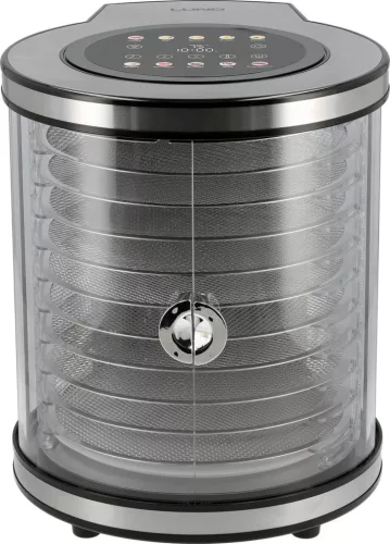 LUND Aszalógép gyümölcshöz, zöldséghez, gombához és húshoz, 10 tálcás, 850 W, 35–75 °C (68283)