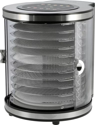 LUND Aszalógép gyümölcshöz, zöldséghez, gombához és húshoz, 10 tálcás, 850 W, 35–75 °C (68283)