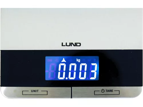 LUND Digitális konyhai mérleg rozsdamentes acél mérőfelülettel, 5 kg, 1 g pontosság (68362)
