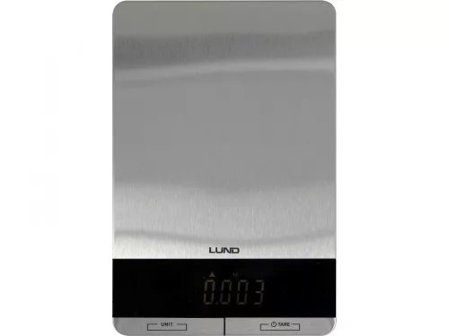 LUND Digitális konyhai mérleg rozsdamentes acél mérőfelülettel, 5 kg, 1 g pontosság (68362)