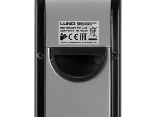 LUND Elektromos konvektor TURBO ventilátorral, 2000 W, 3 fokozat, IP20 (68651)