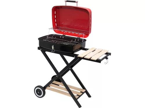 LUND Összecsukható faszenes grill 45 × 33,5 cm-es ráccsal, polcokkal (99926)