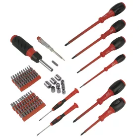   Mannesmann  Csavarhúzó-, bit- és dugókulcskészlet 1/4”, 100 részes, 5–13 mm, 1000 V-ig szigetelt csavarhúzókkal (M11200)
