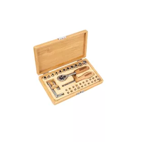   Mannesmann Dugókulcs- és bitkészlet FSC-tanúsított bambusz kofferben, 41 részes, 1/4”, 4–13 mm (M29000)