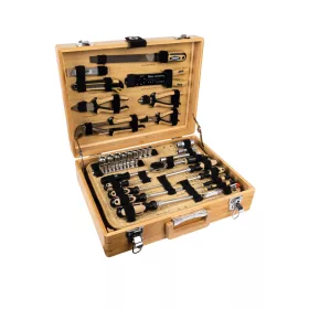   Mannesmann Szerszámkészlet FSC-tanúsított bambusz kofferben, 108 részes, 1/4” és 3/8” (M29002)
