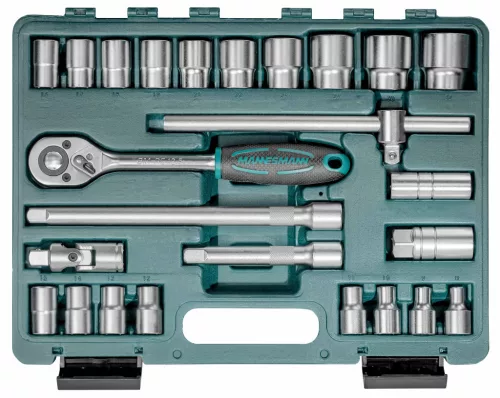 Mannesmann Dugókulcs készlet 1/2”, 25 részes, króm-vanádium acél (M29080)