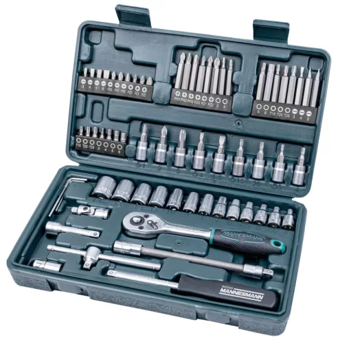Mannesmann Dugókulcs és bitkészlet 1/4” meghajtással, 4–14 mm, 65 részes (M29165)