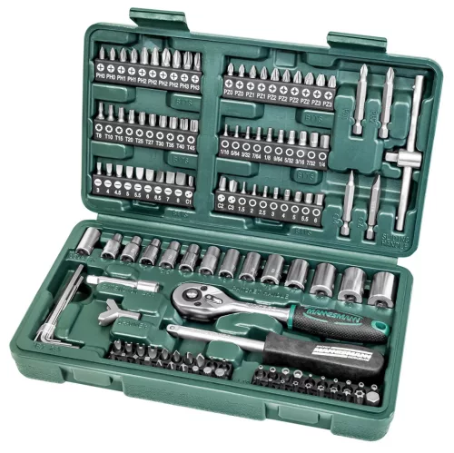 MANNESMANN Dugókulcs és bit készlet 130 részes, 1/4”, CrV acél (M29166)