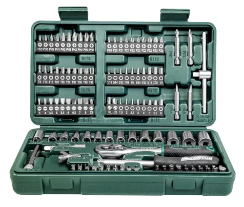 MANNESMANN Dugókulcs és bit készlet 130 részes, 1/4”, CrV acél (M29166)