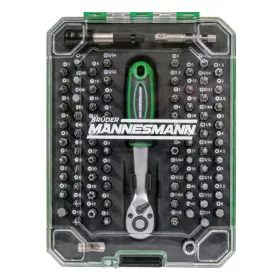   Mannesmann Bitkészlet racsnis hajtószárral, 81 részes, 1/4”, műanyag kazettában (M29715)