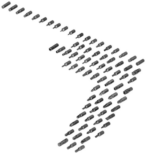 Mannesmann Bitkészlet racsnis hajtószárral, 81 részes, 1/4”, műanyag kazettában (M29715)