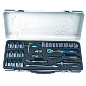   Mannesmann Dugókulcs készlet 1/4”, 46 részes, króm-vanádium acél, fém kofferben (M29760)