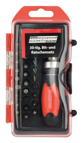 Mannesmann Bit és racsnis készlet 30 részes, kompakt kazettában (M29813)