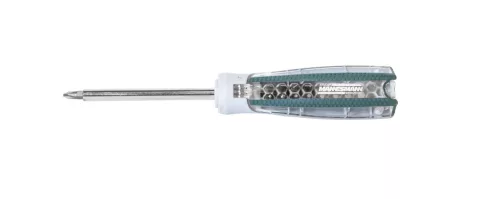 Mannesmann Bitcsavarhúzó készlet imbusz, Torx, PH, PZ és lapos bitekkel, markolatba épített tárolóval, 19 részes (M29840)