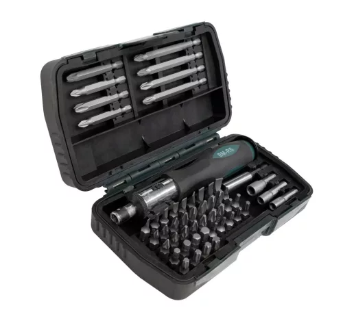 Mannesmann Bit- és dugókulcsbetét-készlet ergonomikus markolattal, 53 részes, CrV és S2 acél (M29853)