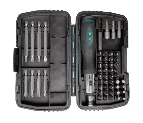 Mannesmann Bit- és dugókulcsbetét-készlet ergonomikus markolattal, 53 részes, CrV és S2 acél (M29853)
