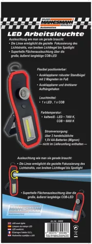 Mannesmann COB LED munkalámpa mágneses talppal, kihajtható állvánnyal (M30658)