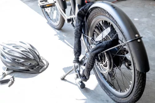 Mannesmann Kerékpárzár és motorzár textilborítású acéllánccal, 1,2 méter, 2 kulccsal (M41158)