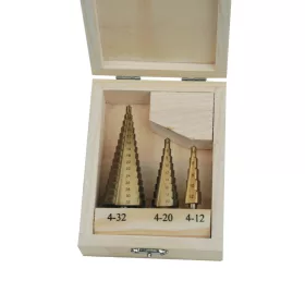   Mannesmann Lépcsőfúró készlet fémlemezhez, HSS titánbevonattal, 3 részes (M54603)