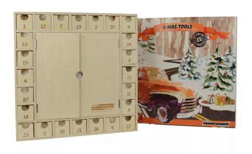 Mannesmann Szerszámos adventi naptár multifunkciós gyorscsiszolóval, 64 tartozékkal és 8 gravírozó fejjel (M599930)