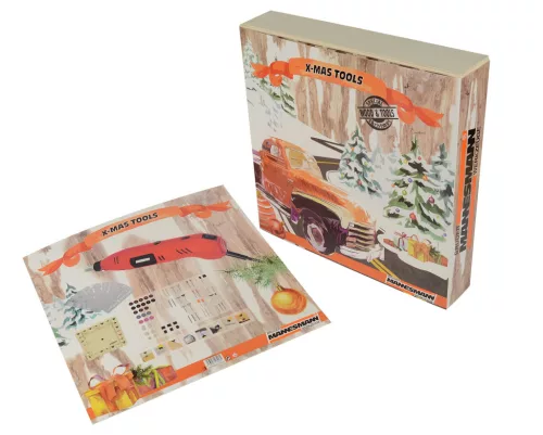 Mannesmann Szerszámos adventi naptár multifunkciós gyorscsiszolóval, 64 tartozékkal és 8 gravírozó fejjel (M599930)