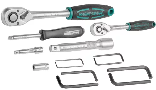 Mannesmann Dugókulcs és bit készlet 115 részes, 1/4” és 1/2”, CrV fejekkel (M98415)