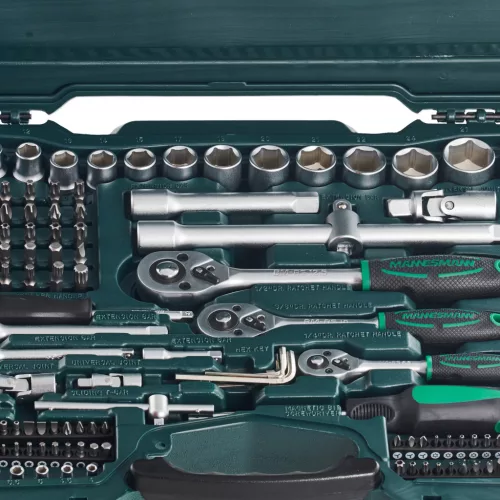 Mannesmann Mammutkoffer, dugókulcs készlet 215 részes, 1/4”–3/8”–1/2”, CrV acél (M98430)