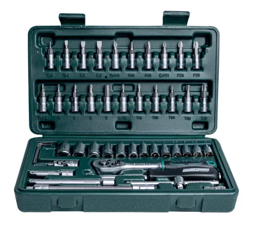 Mannesmann Dugókulcs- és bitkészlet 1/4”, 46 részes, 4–14 mm, króm-vanádium acél (M 2040)