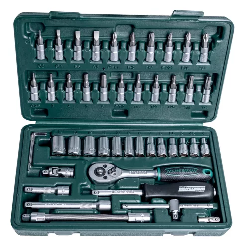 Mannesmann Dugókulcs- és bitkészlet 1/4”, 46 részes, 4–14 mm, króm-vanádium acél (M 2040)