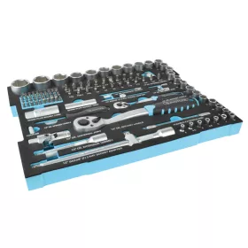   Mannesmann QUANTOOL Dugókulcs- és bitkészlet habbetétben, 118 részes, 1/4” és 1/2”, L-BOXX 102/136-hoz (Q25001)