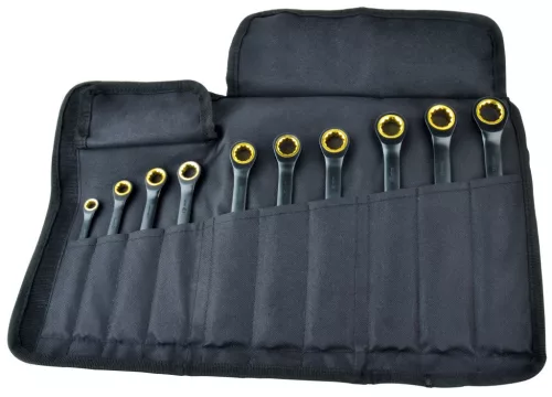 Mannesmann QUANTOOL Racsnis csillag-villáskulcs készlet 10 részes, 8–19 mm, CrV acélból (Q25210)