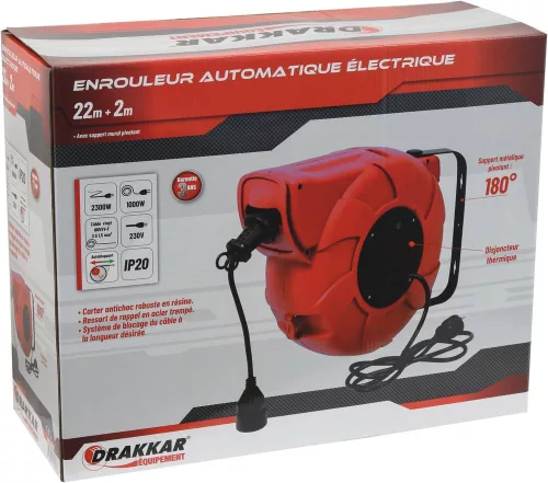DRAKKAR automata kábeldob, H05VV-F, 22 + 2 m, 3G1,5 mm², 230 V (03107)