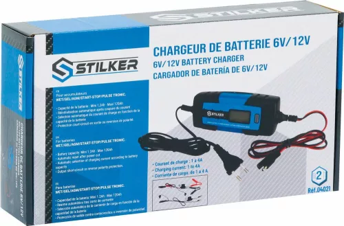 STILKER automata elektronikus akkumulátortöltő, 6/12 V, 4 A, 60 W (04021)