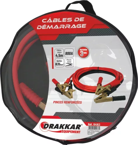 DRAKKAR réz indítókábel erősített sárgaréz csipeszekkel (04163)
