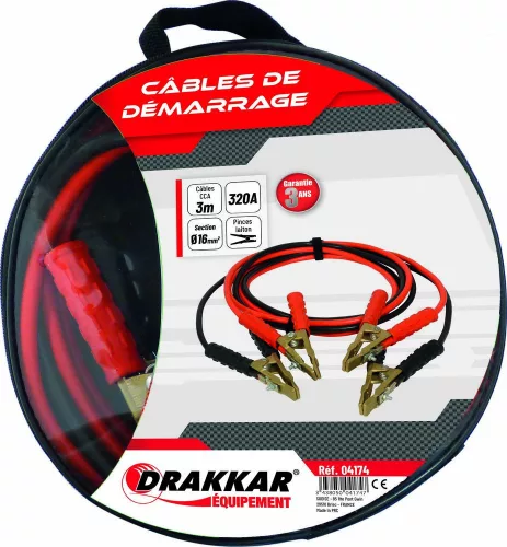 DRAKKAR CCA indítókábel sárgaréz csipeszekkel (04174)