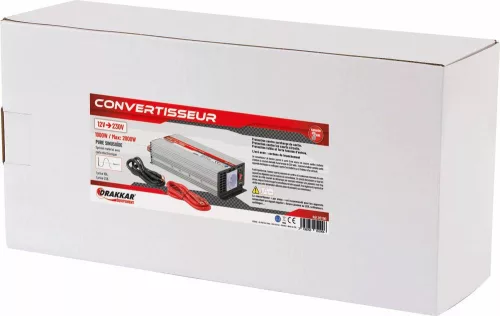 DRAKKAR tiszta szinuszos inverter, 12 V DC/230 V AC, legfeljebb 2000 W (05190)