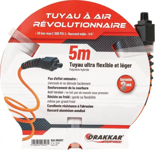 DRAKKAR extrahajlékony levegőtömlő, 1/4 col csatlakozó, 8 × 14 mm (06507)