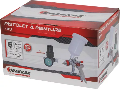DRAKKAR HVLP festékszóró pisztoly nyomásszabályozóval, 600 ml, 1,4 mm fúvóka (06555)