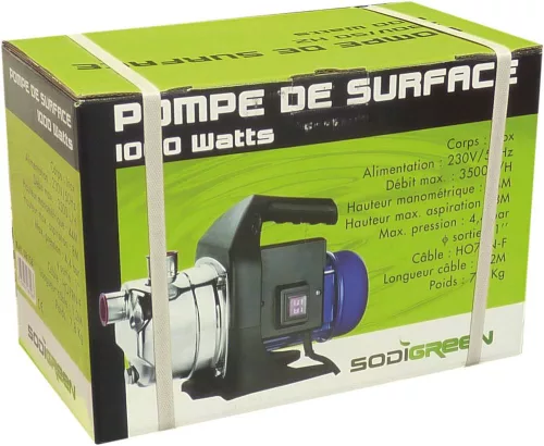 DRAKKAR rozsdamentes felszíni vízszivattyú, 230 V, 1000 W (08158)